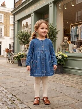 Carter’s Kids Vintage Y2K Embroidered Hearts Denim Dress Set 12-18M